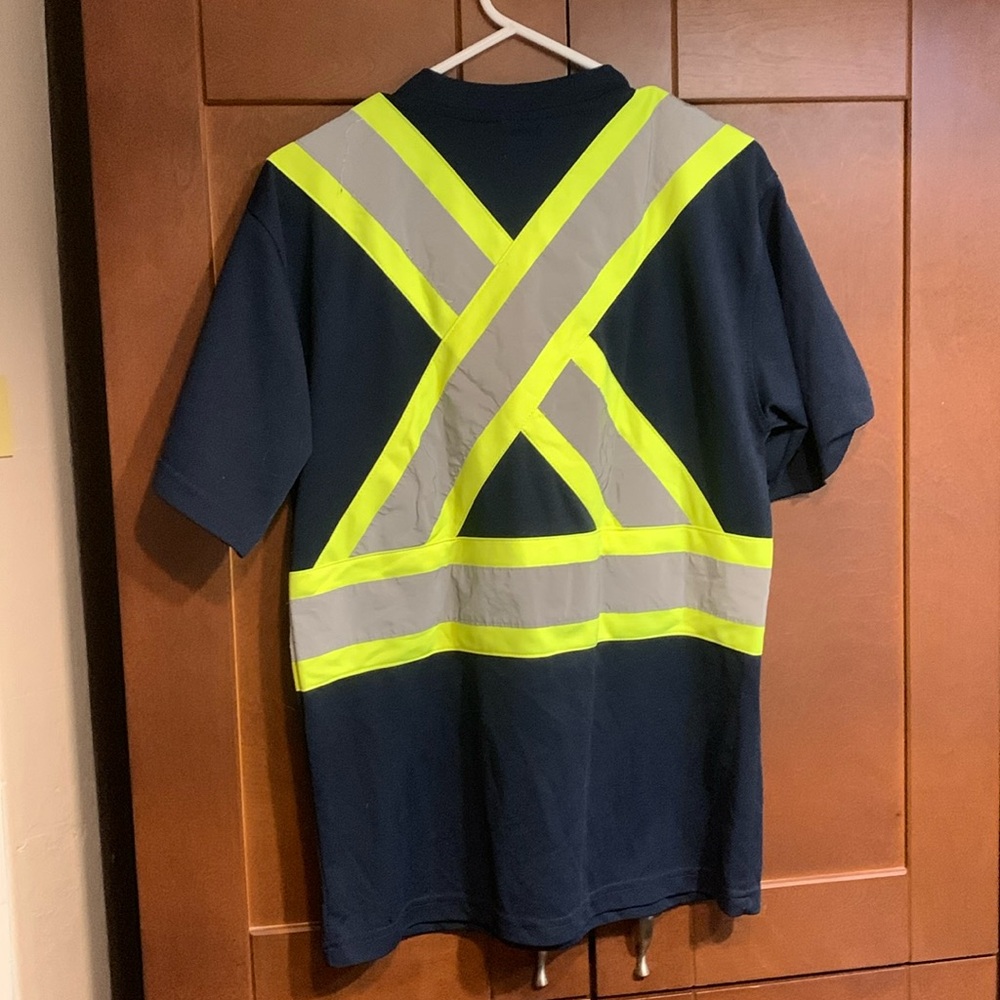 Safety work shirt with carabiner strap